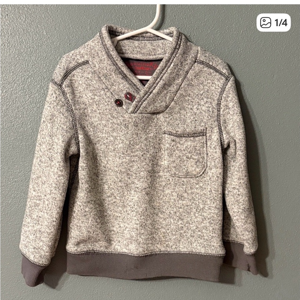 Cozy Kids' Gray Shawl Collar Sweater